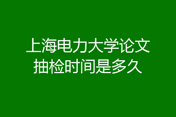 上海电力大学论文抽检时间是多久