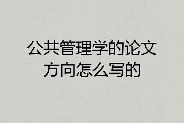 公共管理学的论文方向怎么写的
