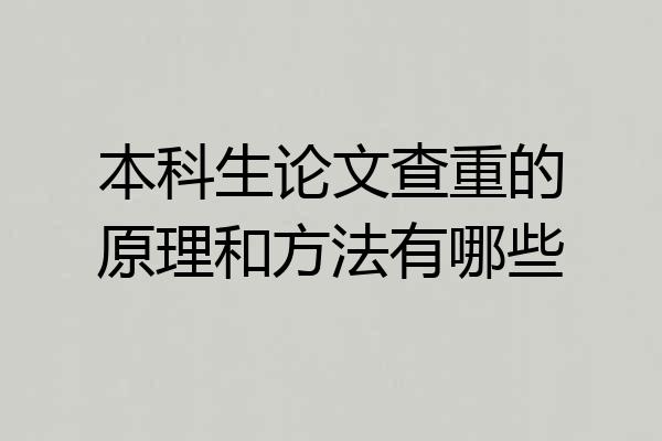 本科生论文查重的原理和方法有哪些