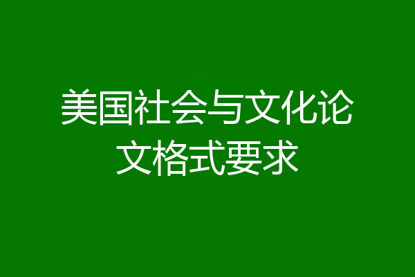 美国社会与文化论文格式要求