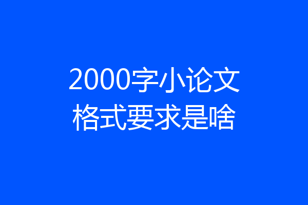 2000字小论文格式要求是啥
