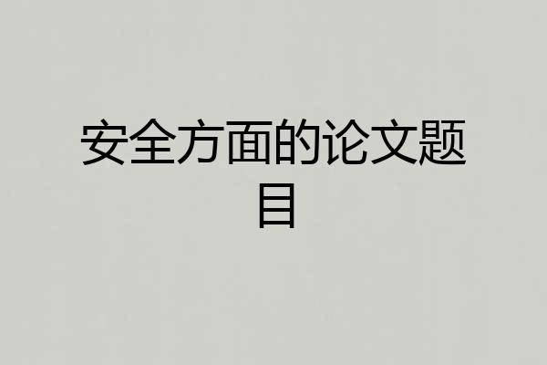 安全方面的论文题目