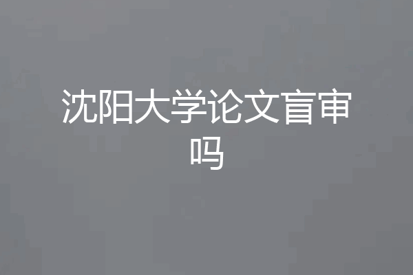 沈阳大学论文盲审吗