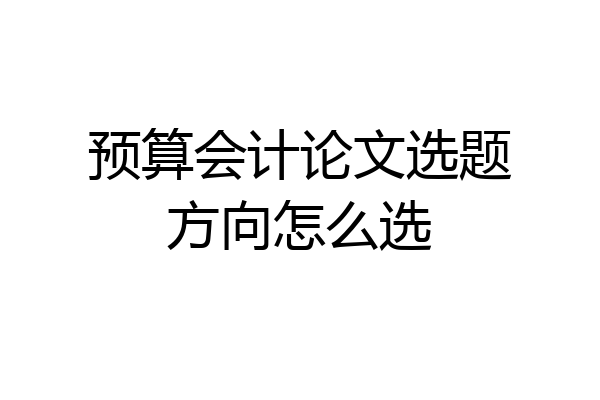 预算会计论文选题方向怎么选