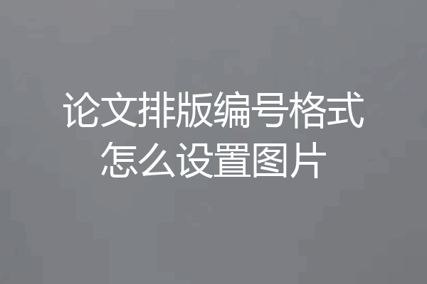 论文排版编号格式怎么设置图片