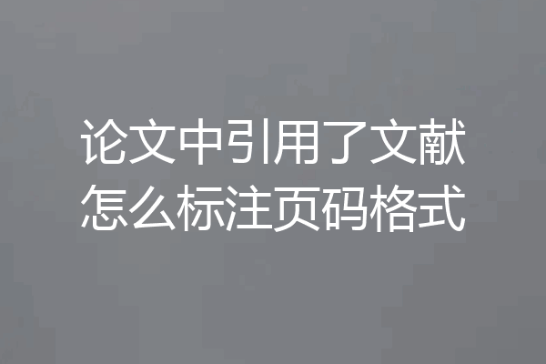 论文中引用了文献怎么标注页码格式