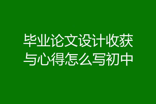 毕业论文设计收获与心得怎么写初中