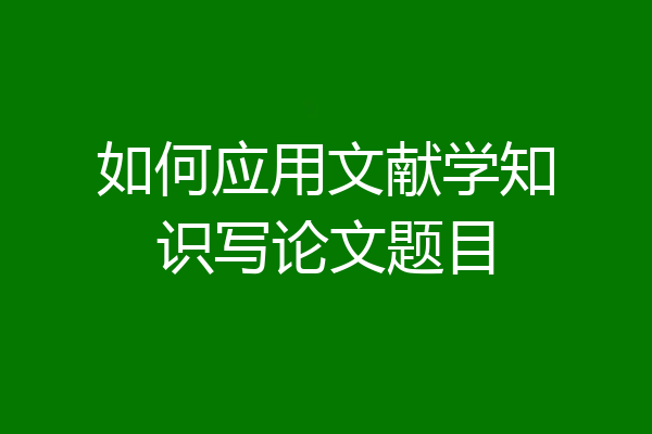 如何应用文献学知识写论文题目