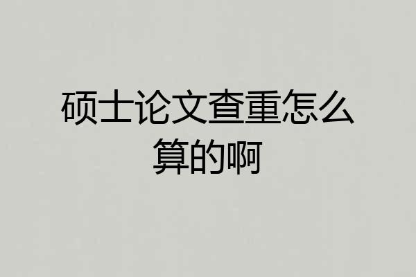 硕士论文查重怎么算的啊