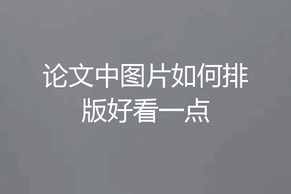 论文中图片如何排版好看一点