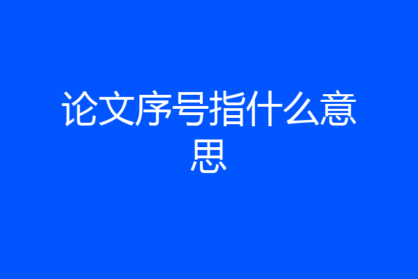 论文序号指什么意思