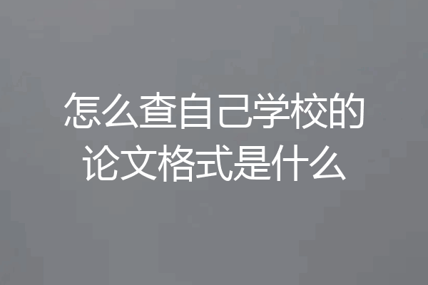 怎么查自己学校的论文格式是什么