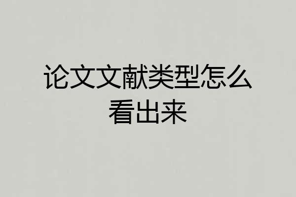 论文文献类型怎么看出来
