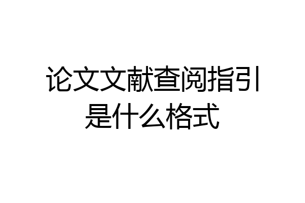 论文文献查阅指引是什么格式