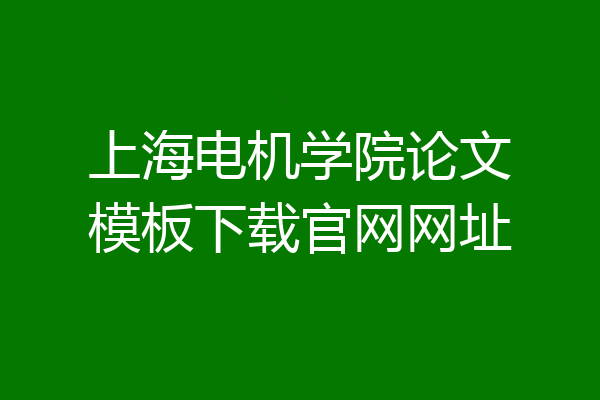 上海电机学院论文模板下载官网网址
