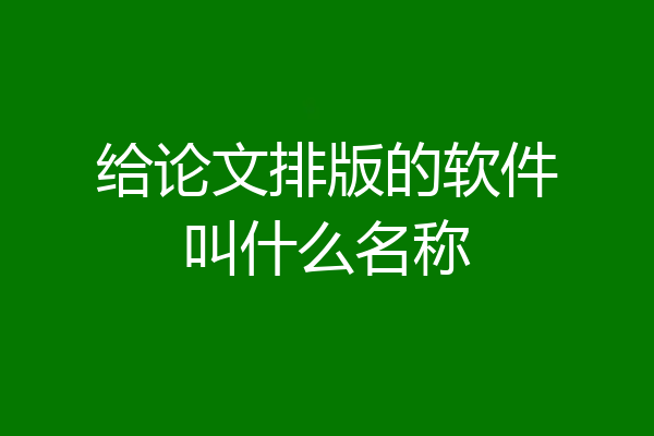 给论文排版的软件叫什么名称