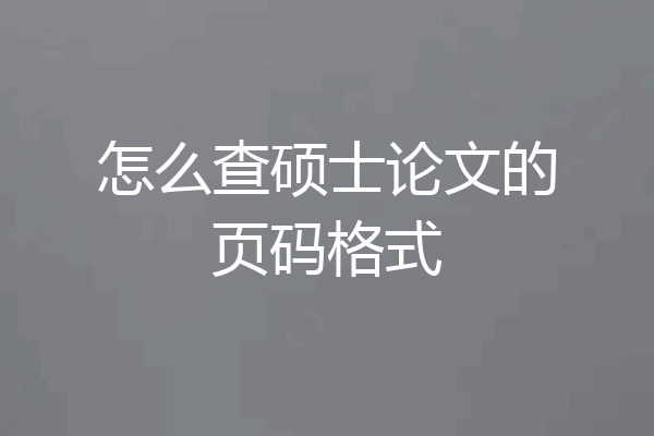 怎么查硕士论文的页码格式