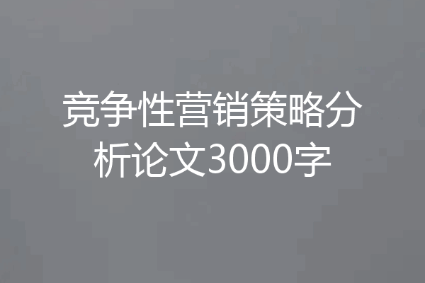 竞争性营销策略分析论文3000字