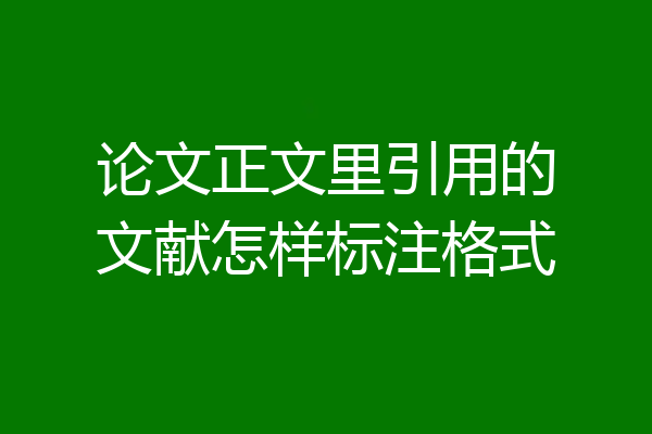 论文正文里引用的文献怎样标注格式