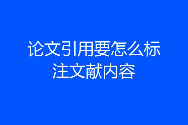 论文引用要怎么标注文献内容