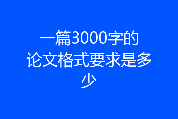 一篇3000字的论文格式要求是多少
