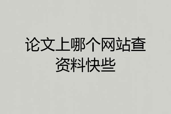 论文上哪个网站查资料快些
