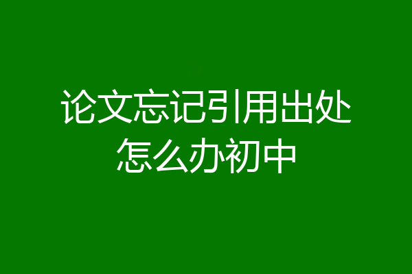论文忘记引用出处怎么办初中