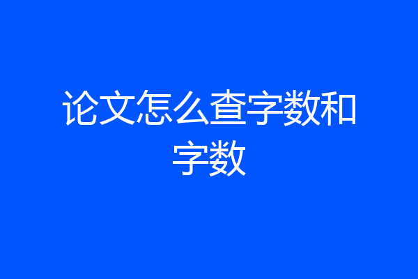 论文怎么查字数和字数