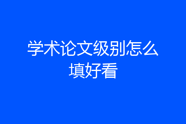学术论文级别怎么填好看