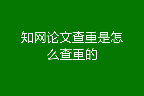 知网论文查重是怎么查重的