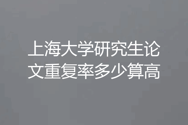 上海大学研究生论文重复率多少算高