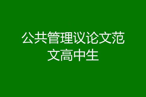 公共管理议论文范文高中生