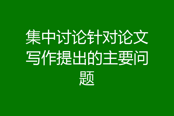 集中讨论针对论文写作提出的主要问题