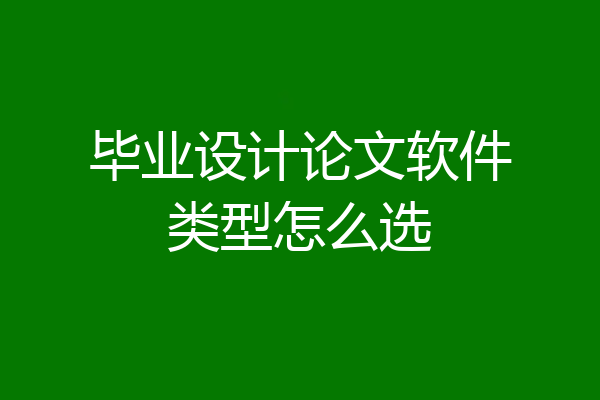 毕业设计论文软件类型怎么选