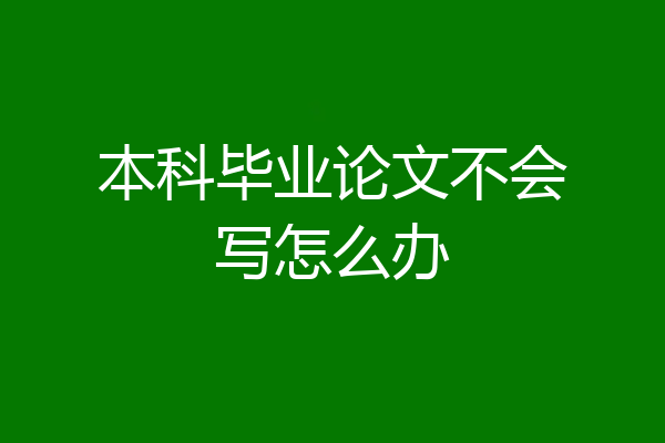 本科毕业论文不会写怎么办