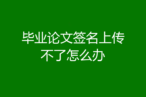 毕业论文签名上传不了怎么办