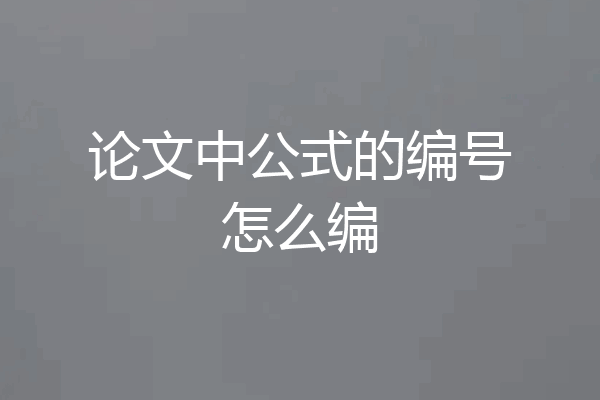 论文中公式的编号怎么编