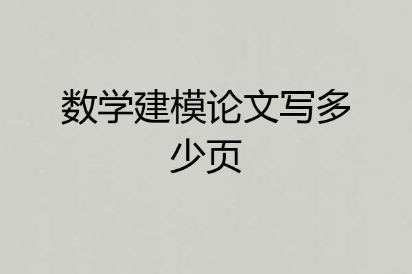 数学建模论文写多少页