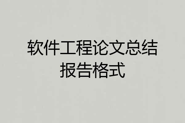 软件工程论文总结报告格式