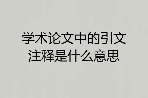 学术论文中的引文注释是什么意思