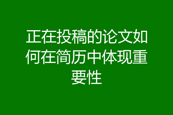 正在投稿的论文如何在简历中体现重要性