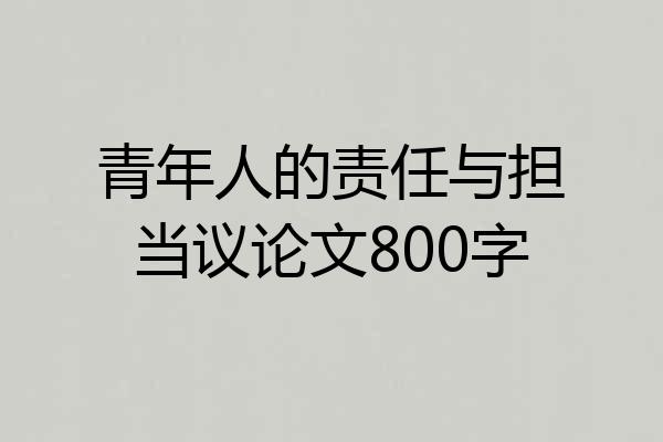 青年人的责任与担当议论文800字