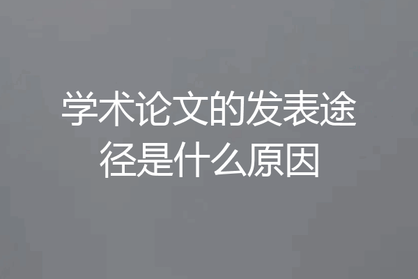 学术论文的发表途径是什么原因