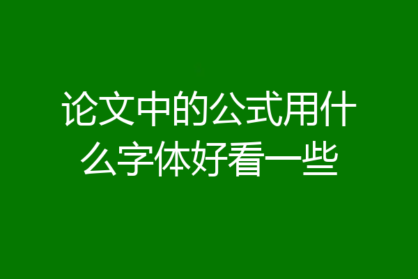 论文中的公式用什么字体好看一些