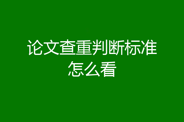 论文查重判断标准怎么看