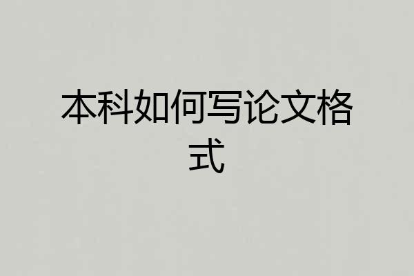 本科如何写论文格式