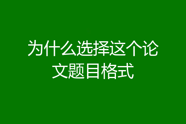 为什么选择这个论文题目格式