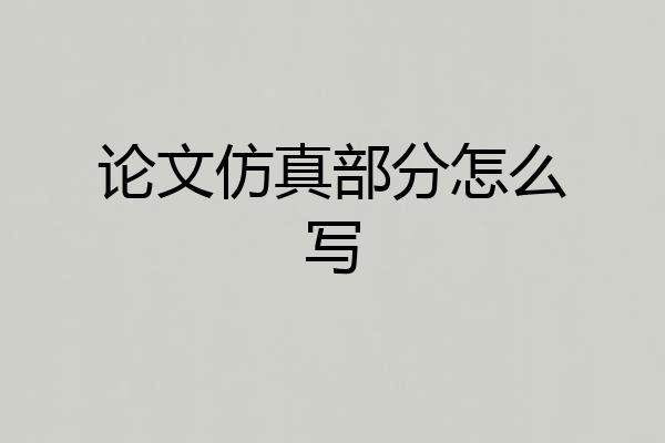 论文仿真部分怎么写