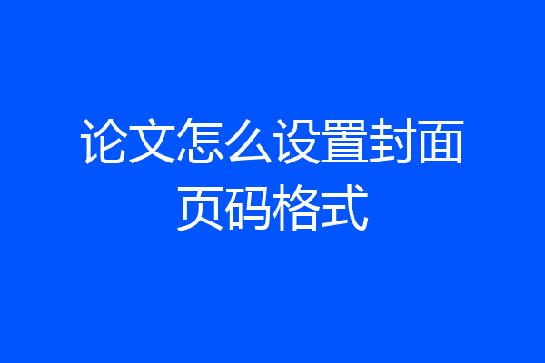 论文怎么设置封面页码格式