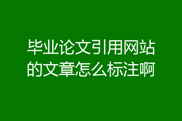 毕业论文引用网站的文章怎么标注啊